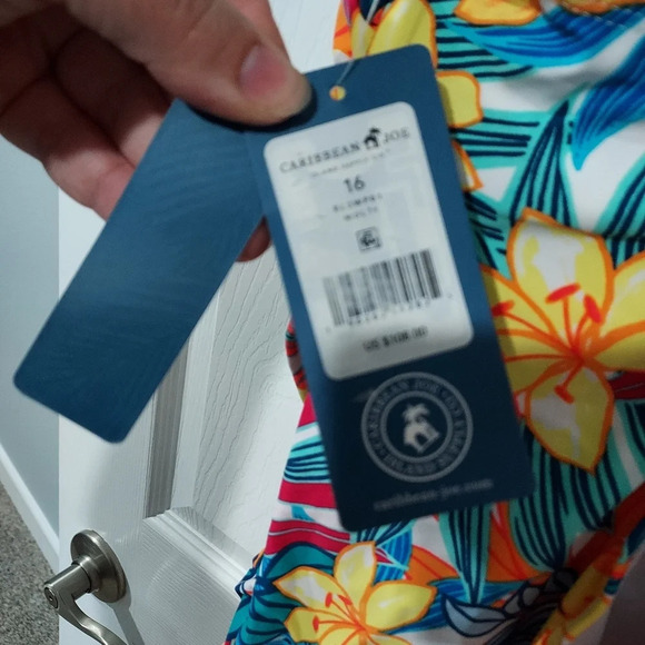 NWT Caribbean Joe Paradise Multi Standard Shirred One Piece Swimsuit in Size 16 - Picture 11 of 12